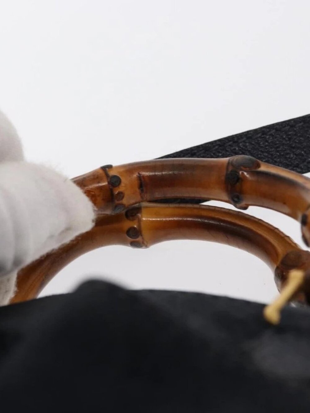 GUCCI Bamboo Hand Bag Suede 2way Navy Gold - Picture 9 of 15